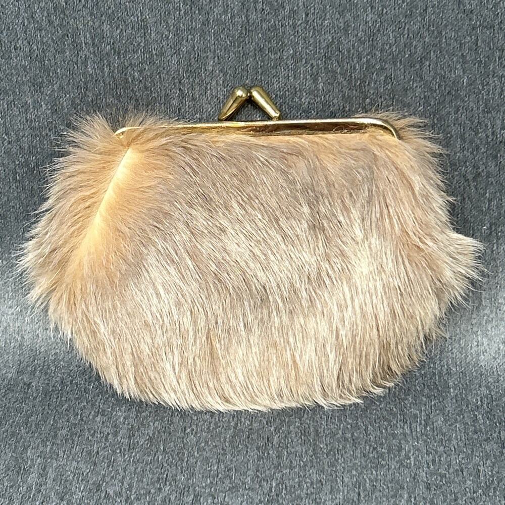 Vintage Lispeer Trading Kangaroo Fur Coin Purse Kiss Lock Australia Souvenir